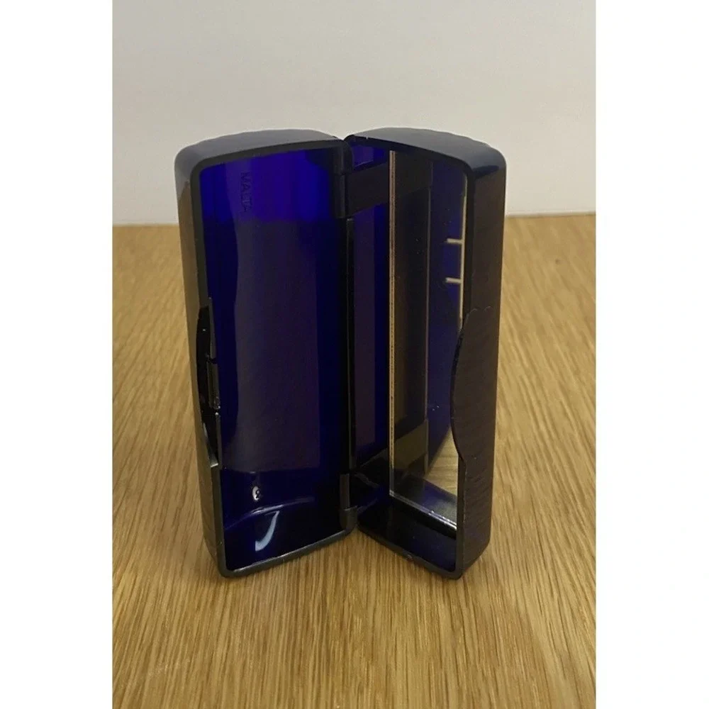 Vintage Estee Lauder Cobalt Blue Full Lipstick Case Mirror Iconic Ribbed‎ Sleek